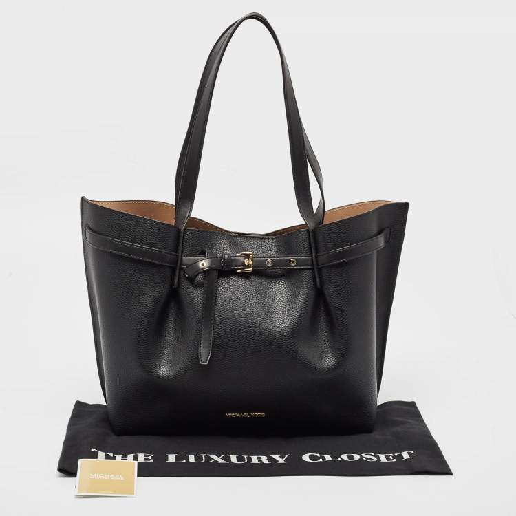Pre Owned Michael Kors Black Leather Large Emilia East/West Tote