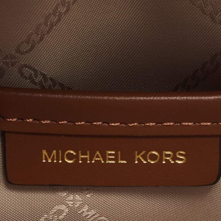 Pre Owned Michael Kors Brown Croc Embossed Leather Delaney Crossbody Bag