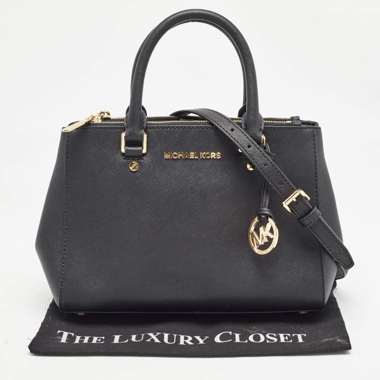 Pre Owned Michael Kors Black Leather Medium Sutton Tote