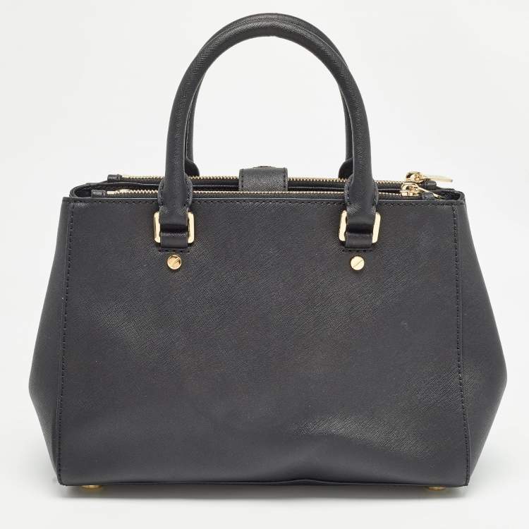 Pre Owned Michael Kors Black Leather Medium Sutton Tote