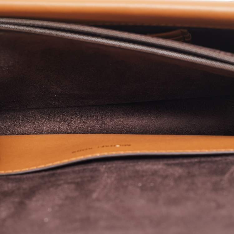 Pre Owned Michael Kors Brown Signature Coated Canvas and Leather Medium Greenwich Top Handle Bag