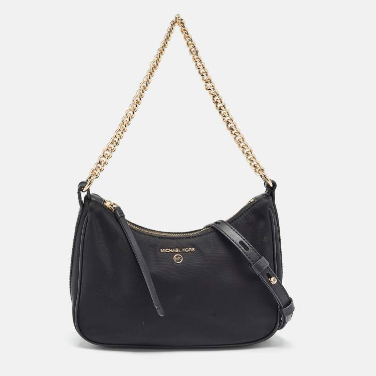 Pre Owned Michael Kors Black Nylon and Leather Gabardine Crossbody Bag