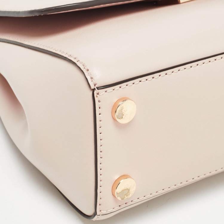 Pre Owned Michael Kors Light Pink Leather Small Mott Top Handle Bag