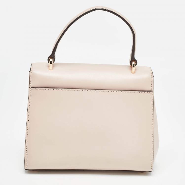 Pre Owned Michael Kors Light Pink Leather Small Mott Top Handle Bag