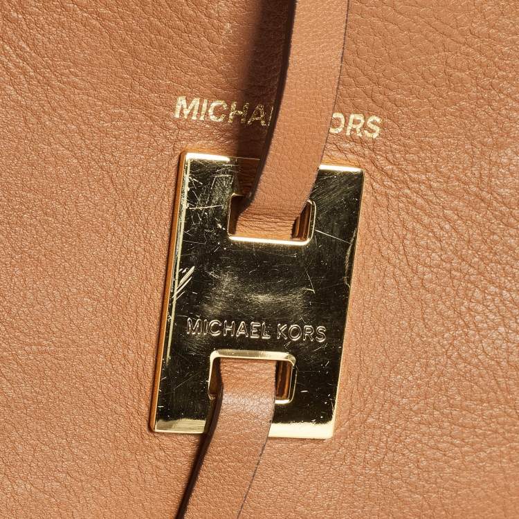 Pre Owned Michael Kors Brown Leather Fold Over Flap Shoulder Bag