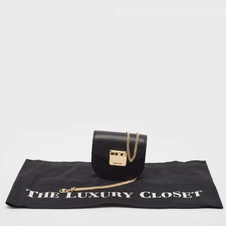 Pre Owned Michael Kors Black Leather Extra-Small Lita Crossbody Bag