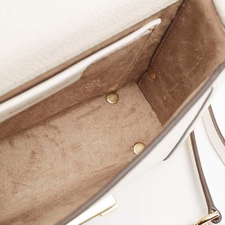 Pre Owned Michael Kors White Leather Small Jayne Trunk Top Handle Bag 