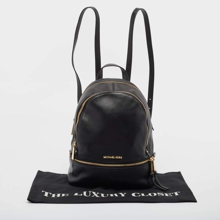 Pre Owned Michael Kors Black Leather Medium Rhea Backpack