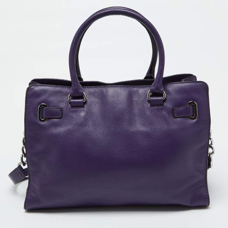 مملوكة مسبقًا MICHAEL Michael Kors Purple Leather Large Hamilton North South Tote