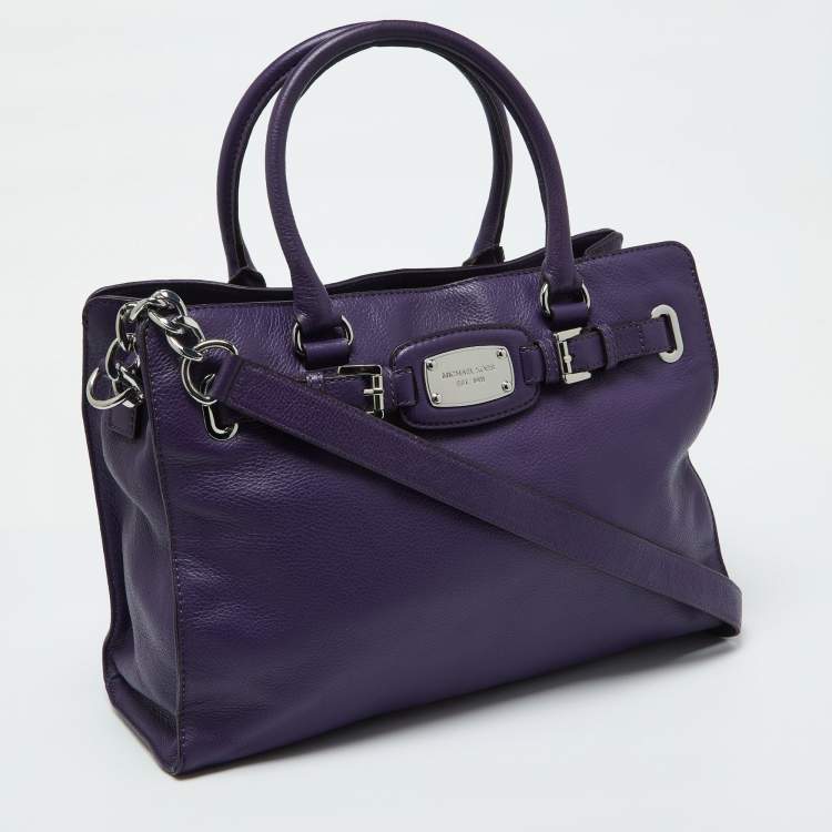 مملوكة مسبقًا MICHAEL Michael Kors Purple Leather Large Hamilton North South Tote
