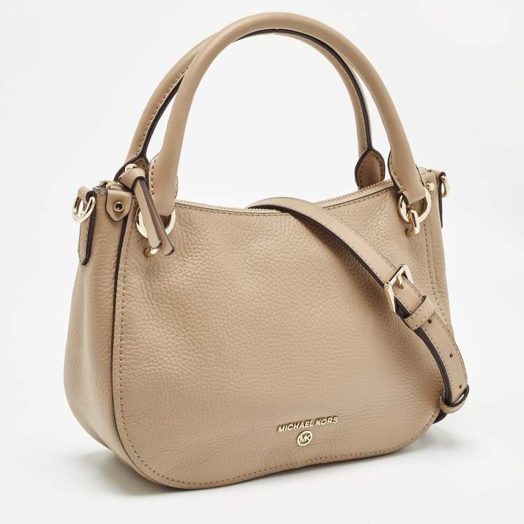 Pre Owned Michael Kors Beige Leather Small Harper Messenger Bag