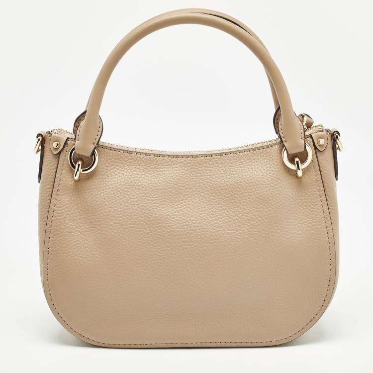 Pre Owned Michael Kors Beige Leather Small Harper Messenger Bag