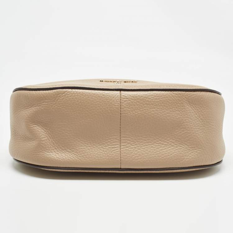 Pre Owned Michael Kors Beige Leather Small Harper Messenger Bag