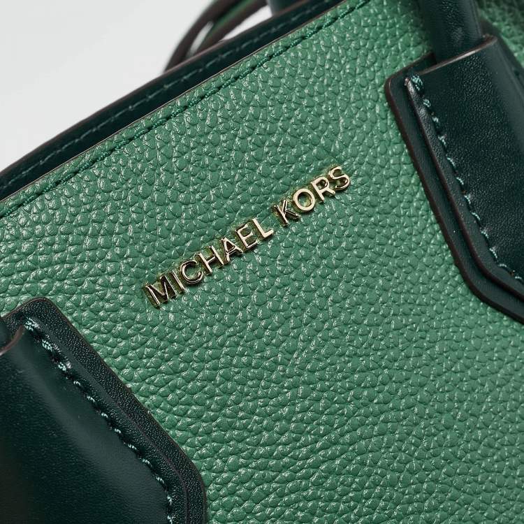 Pre Owned Michael Kors Green Leather Medium Mercer Tote