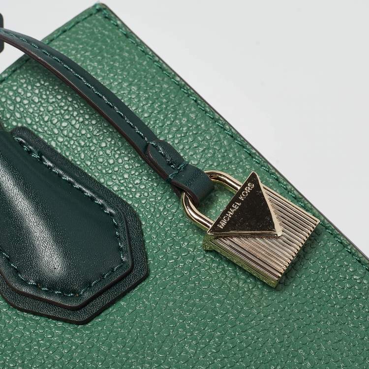 Pre Owned Michael Kors Green Leather Medium Mercer Tote