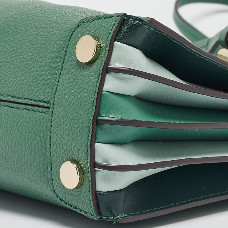 Pre Owned Michael Kors Green Leather Medium Mercer Tote