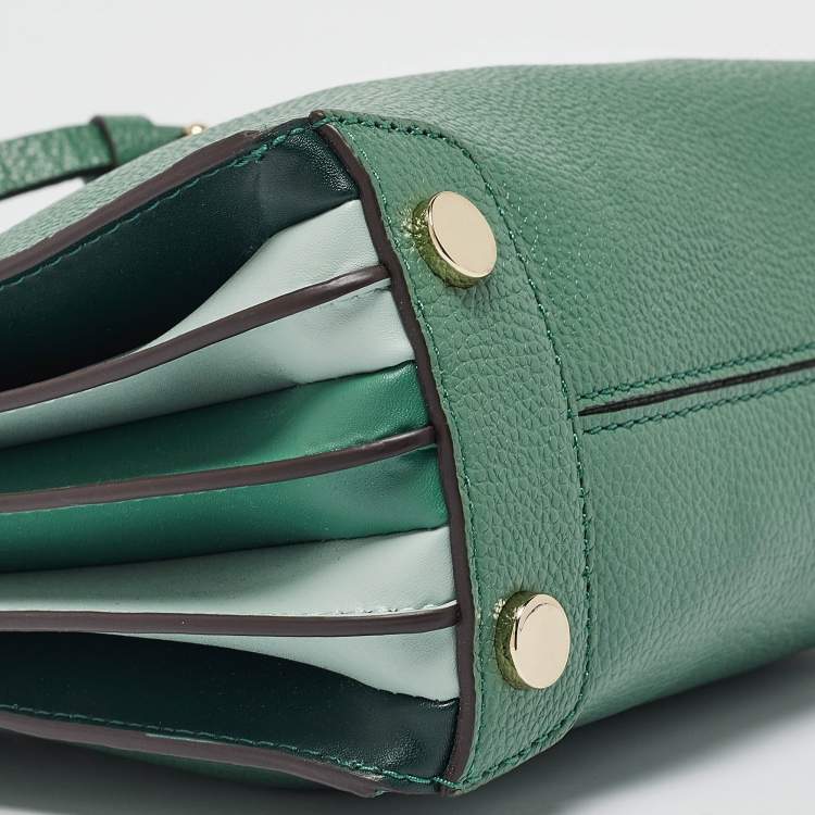Pre Owned Michael Kors Green Leather Medium Mercer Tote