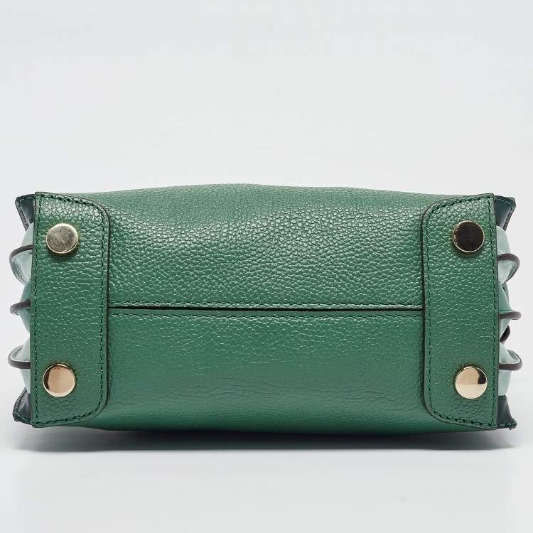 Pre Owned Michael Kors Green Leather Medium Mercer Tote