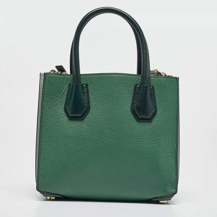 Pre Owned Michael Kors Green Leather Medium Mercer Tote