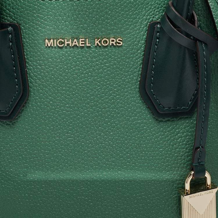 Pre Owned Michael Kors Green Leather Medium Mercer Tote