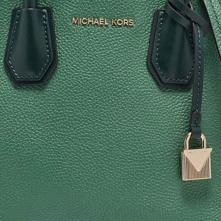 Pre Owned Michael Kors Green Leather Medium Mercer Tote