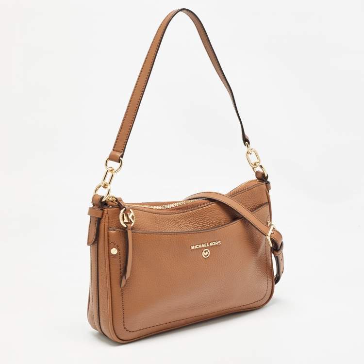 Pre Owned Michael Kors Brown Leather Medium Jet Set Shoulder Bag