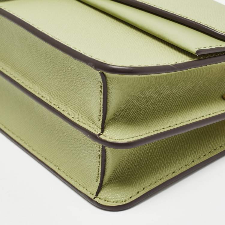 Pre Owned Michael Kors Green Leather Medium Greenwich Shoulder Bag