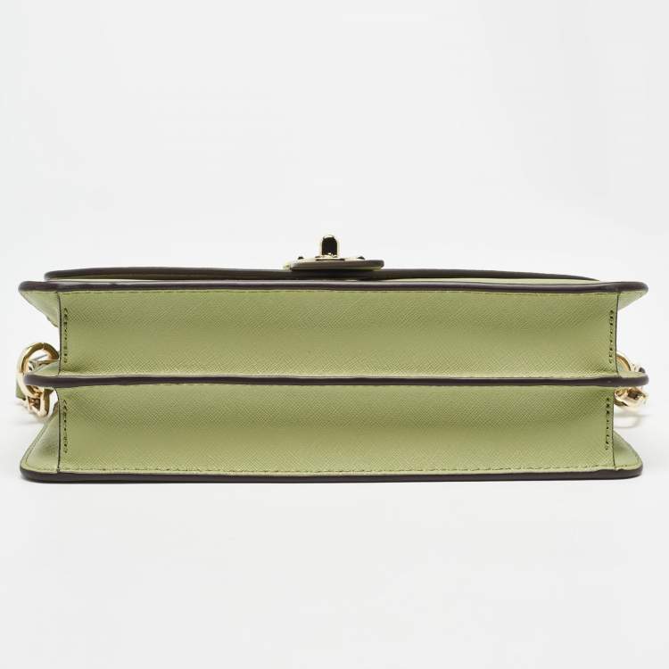 Pre Owned Michael Kors Green Leather Medium Greenwich Shoulder Bag