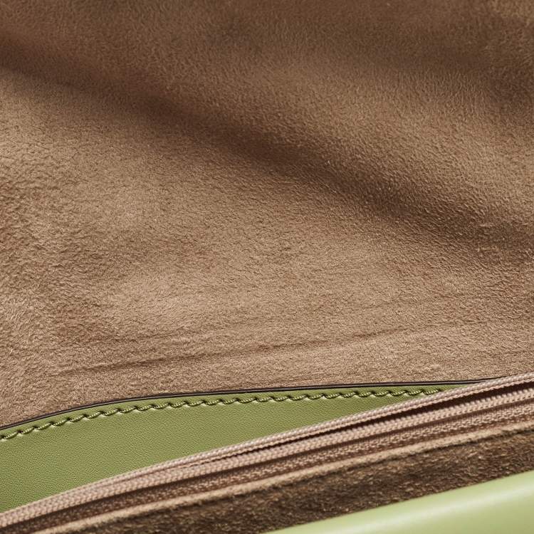 Pre Owned Michael Kors Green Leather Medium Greenwich Shoulder Bag