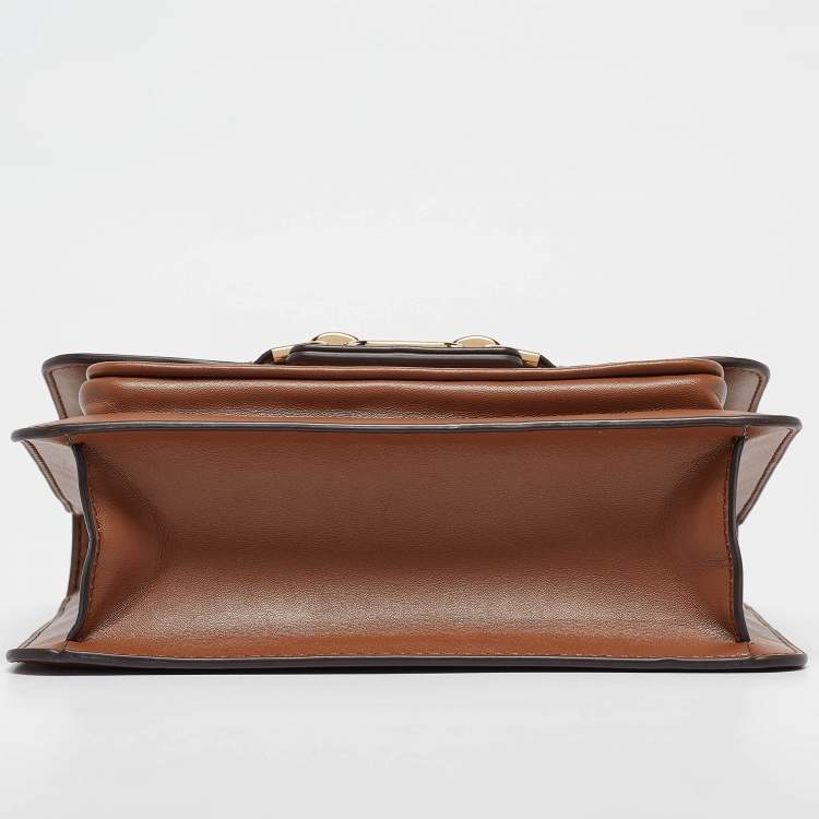 Pre Owned Michael Kors Beige/Brown Signature Fabric and Leather Large Heather Shoulder Bag