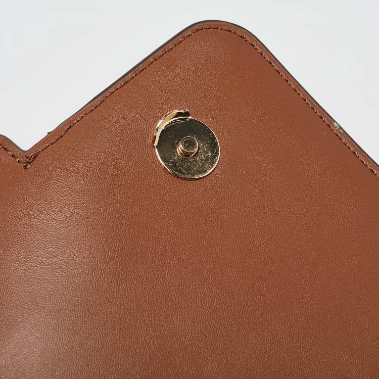 Pre Owned Michael Kors Beige/Brown Signature Fabric and Leather Large Heather Shoulder Bag