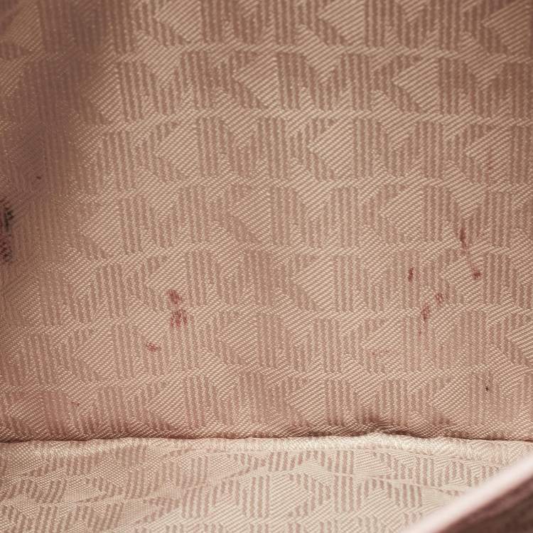 Pre Owned Michael Kors Light Pink Leather Lasercut East West Crossbody Bag