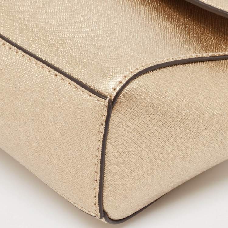 Pre Owned Michael Kors Gold Leather Mini Ava Top Handle Bag