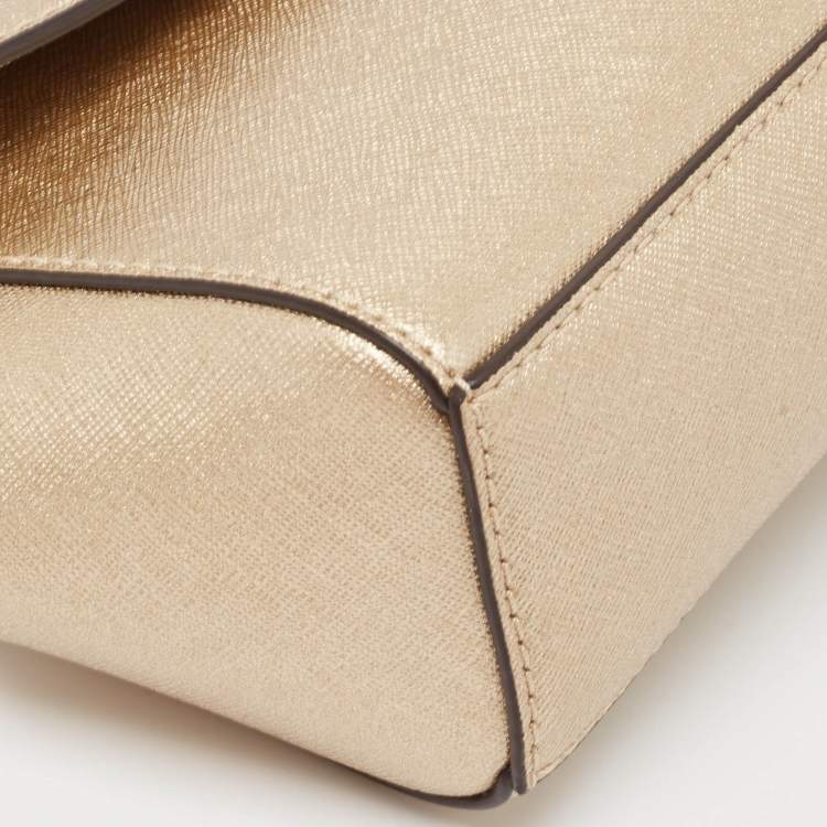 Pre Owned Michael Kors Gold Leather Mini Ava Top Handle Bag