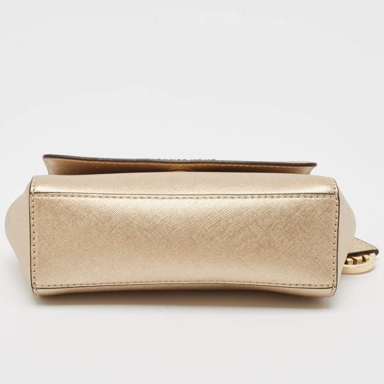 Pre Owned Michael Kors Gold Leather Mini Ava Top Handle Bag