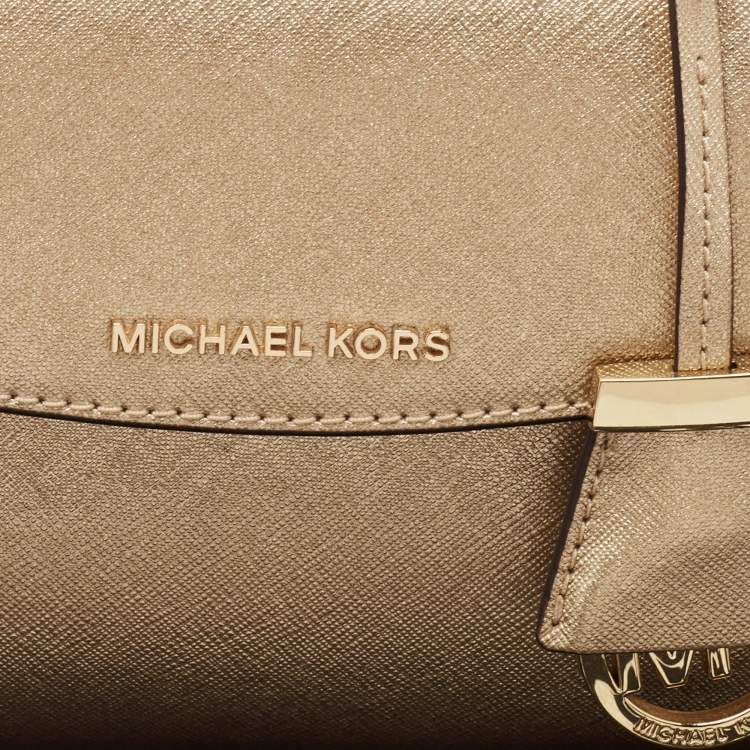 Pre Owned Michael Kors Gold Leather Mini Ava Top Handle Bag