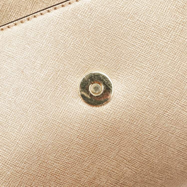 Pre Owned Michael Kors Gold Leather Mini Ava Top Handle Bag