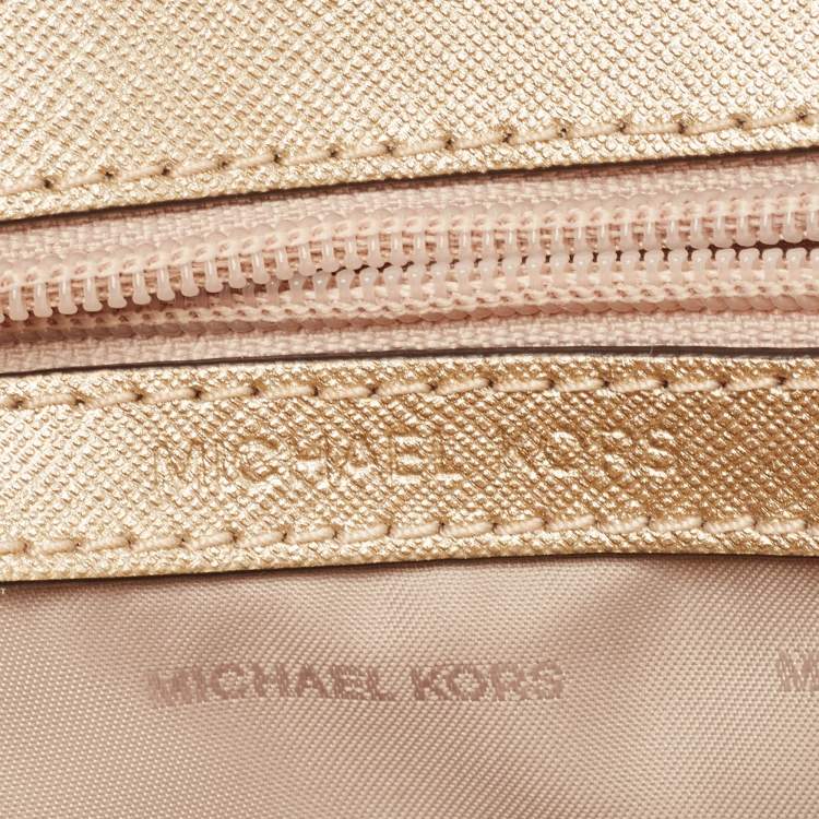 Pre Owned Michael Kors Gold Leather Mini Ava Top Handle Bag