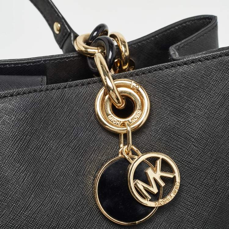Pre Owned MICHAEL Michael Kors Black Leather Medium Cynthia Tote