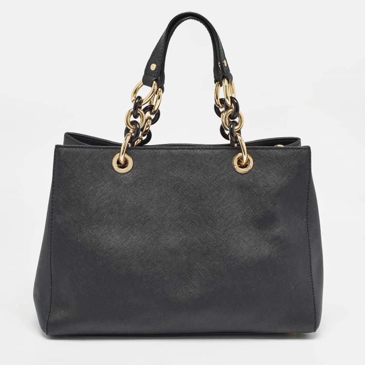 Pre Owned MICHAEL Michael Kors Black Leather Medium Cynthia Tote