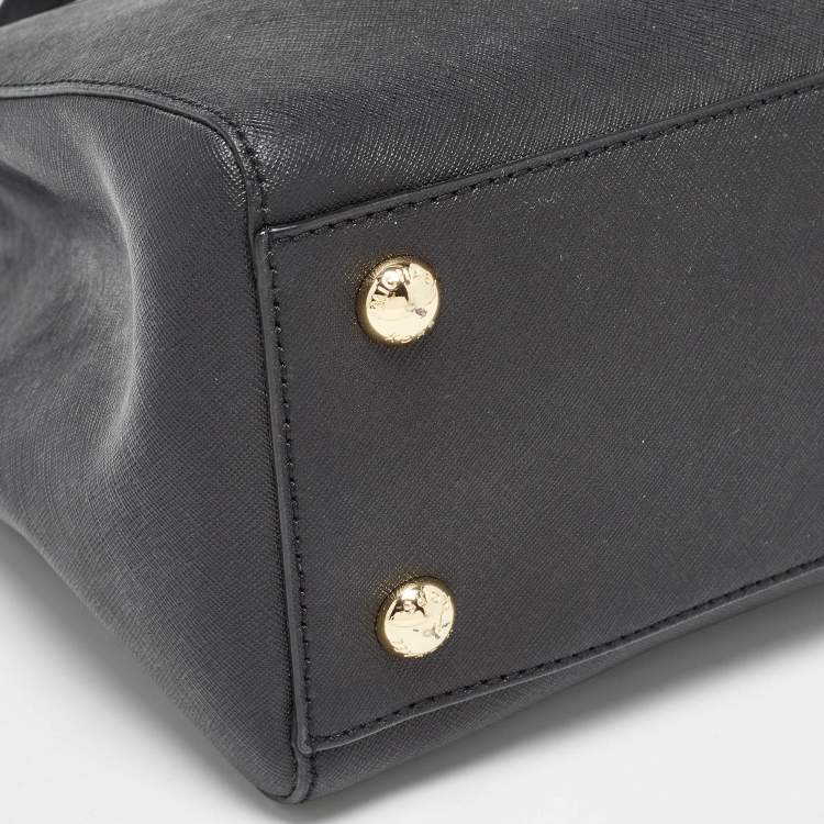 Pre Owned MICHAEL Michael Kors Black Leather Medium Cynthia Tote