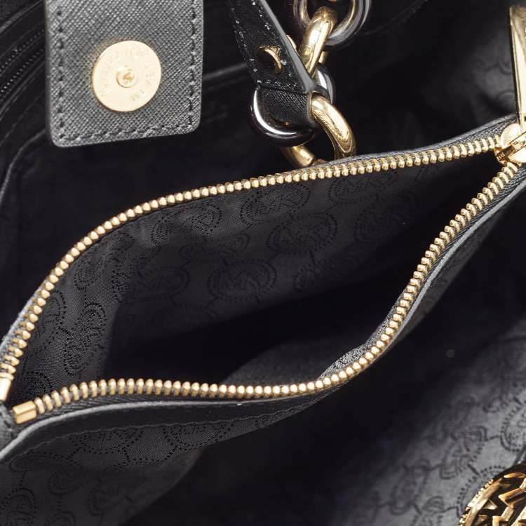 Pre Owned MICHAEL Michael Kors Black Leather Medium Cynthia Tote