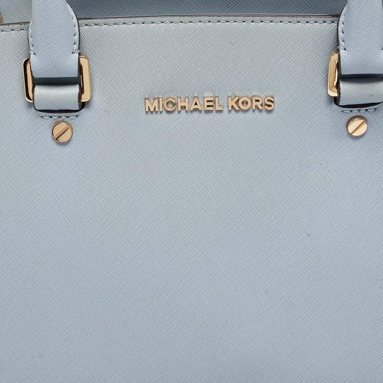 Pre Owned Michael Kors Light Blue Leather Medium Selma Tote