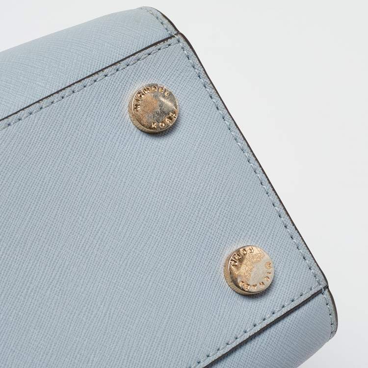 Pre Owned Michael Kors Light Blue Leather Medium Selma Tote