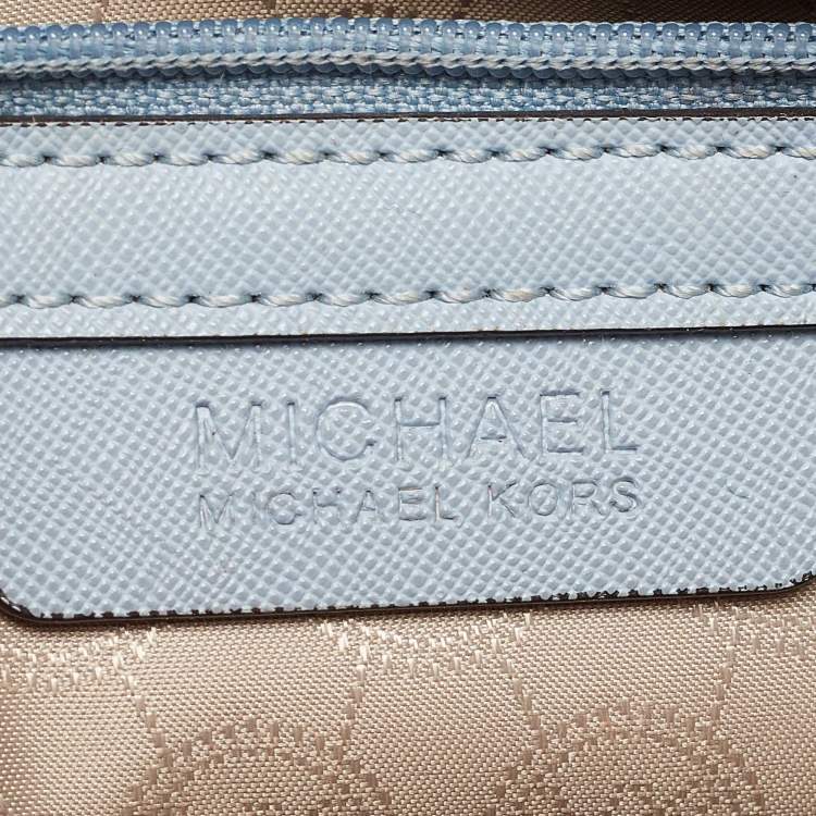 Pre Owned Michael Kors Light Blue Leather Medium Selma Tote