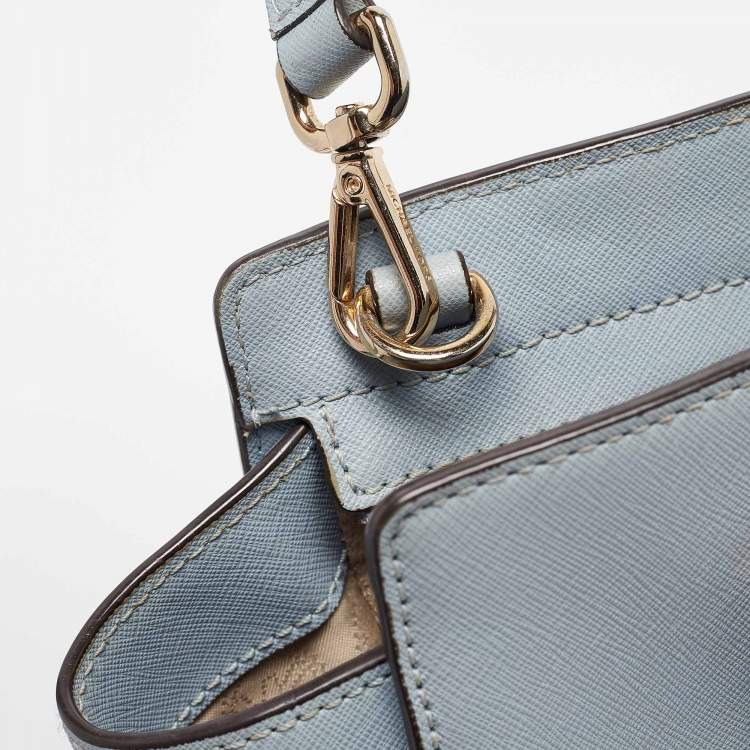 Pre Owned Michael Kors Light Blue Leather Medium Selma Tote