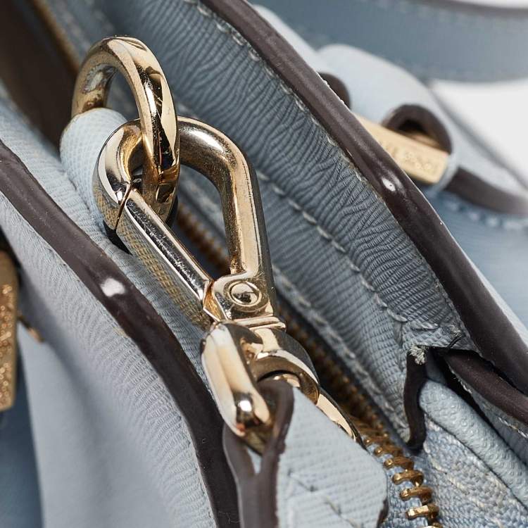Pre Owned Michael Kors Light Blue Leather Medium Selma Tote