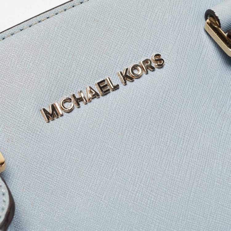 Pre Owned Michael Kors Light Blue Leather Medium Selma Tote