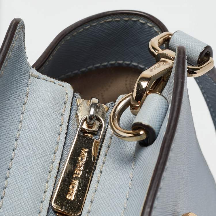 Pre Owned Michael Kors Light Blue Leather Medium Selma Tote