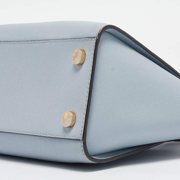 Pre Owned Michael Kors Light Blue Leather Medium Selma Tote